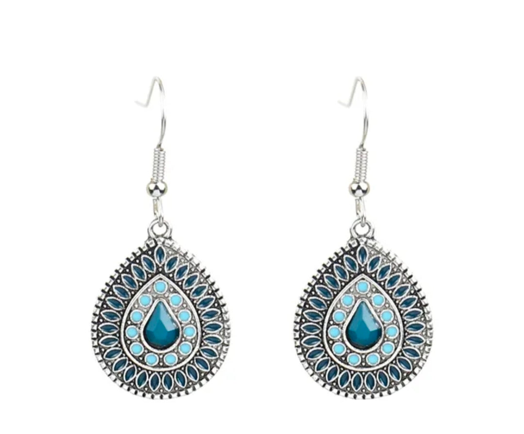 Boho Water Drop Dangle Earrings with Faux Gemstone – Assorted Styles