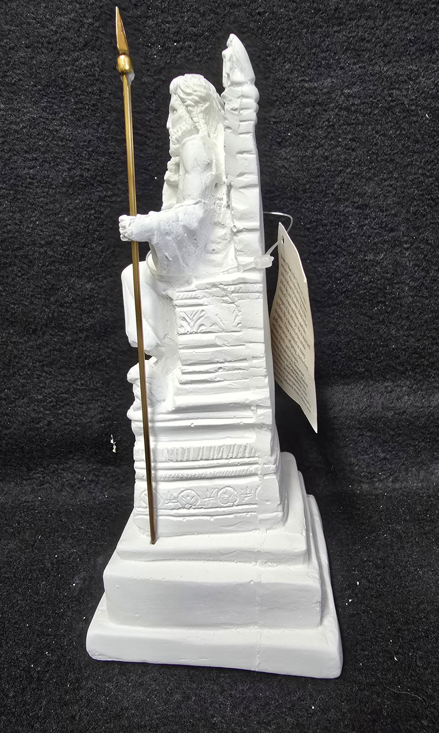 Zeus Alabaster Statue – Seated on Throne with Metal Spear