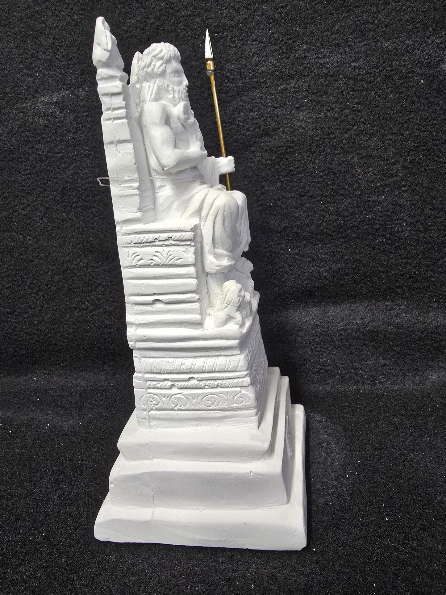 Zeus Alabaster Statue – Seated on Throne with Metal Spear