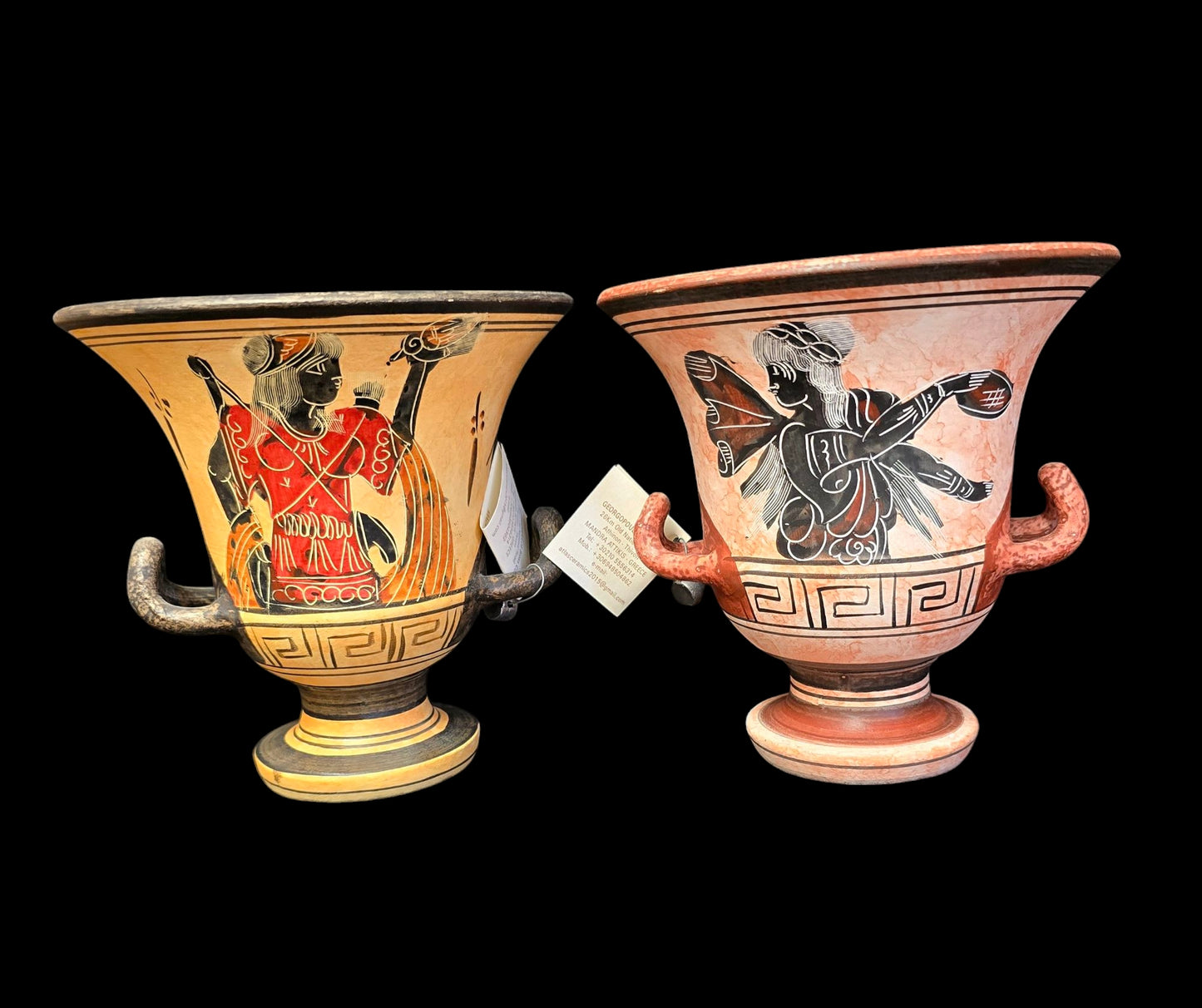Handmade Hand-Painted Krater Vase – Imported Museum Replica