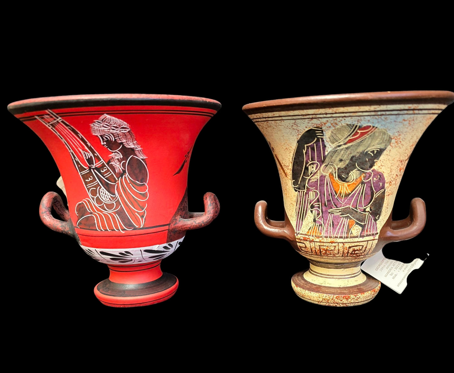 Handmade Hand-Painted Krater Vase – Imported Museum Replica