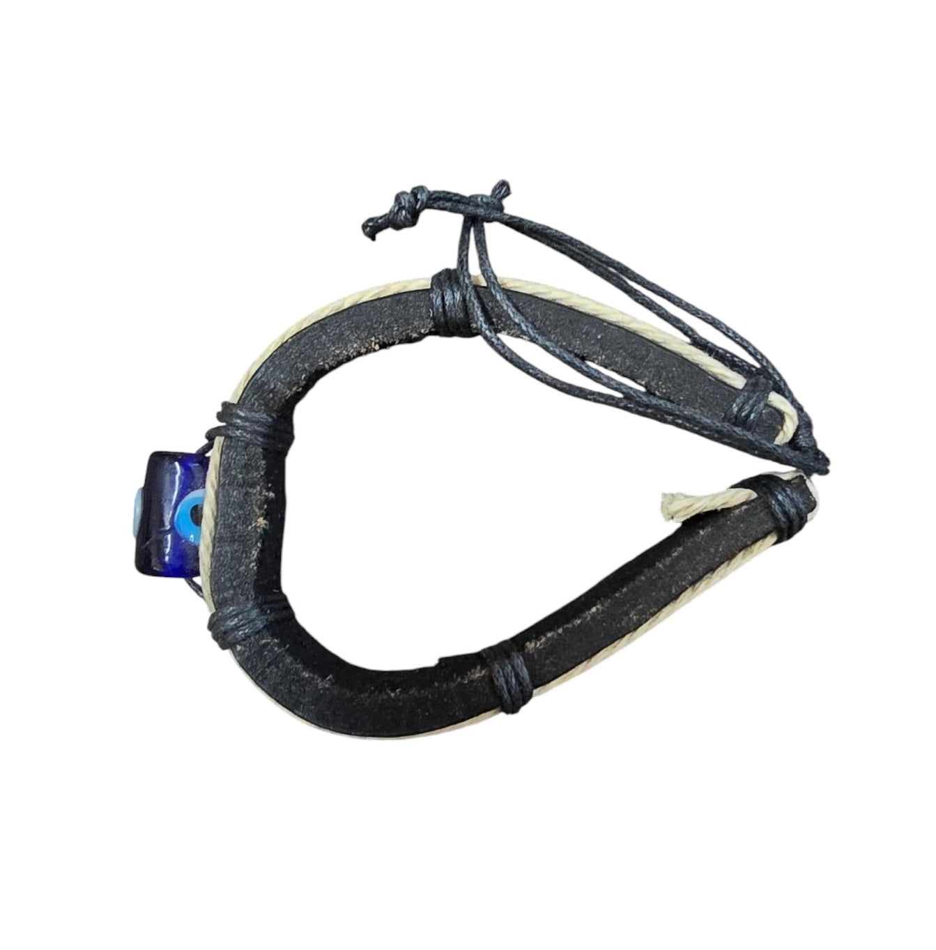 Adjustable Leather Evil Eye Bracelet