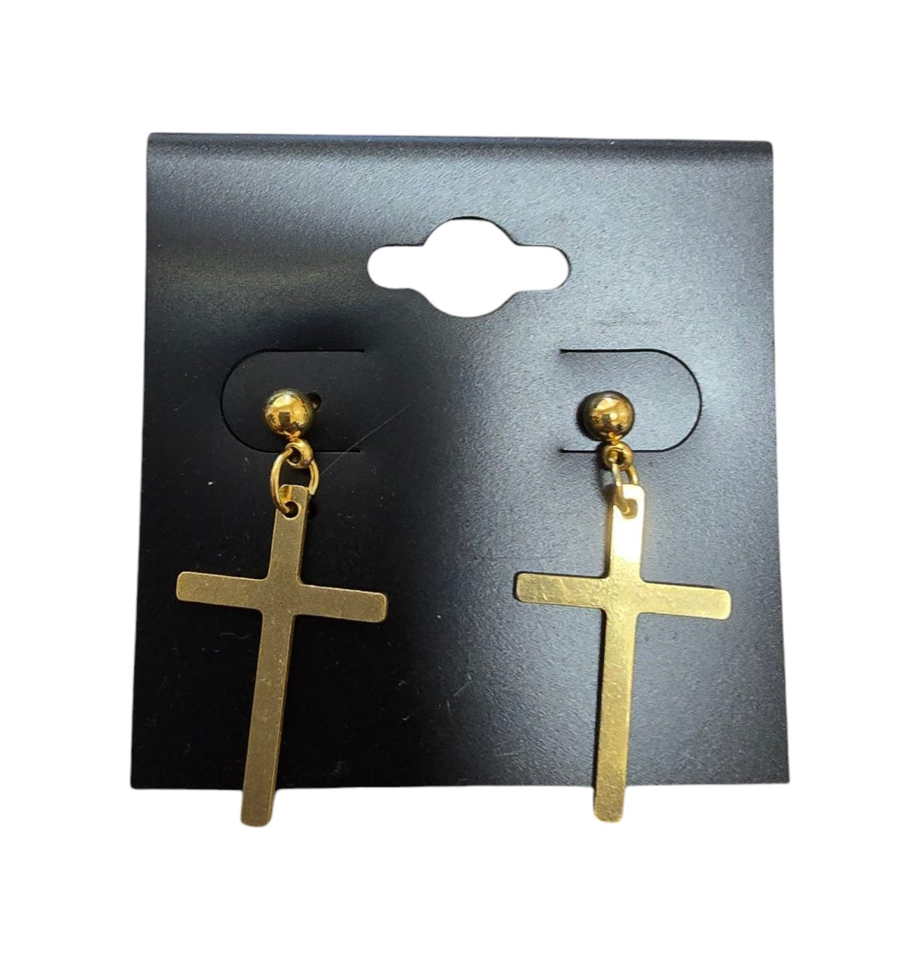 Stainless Steel Cross Earrings – Gold or Silver