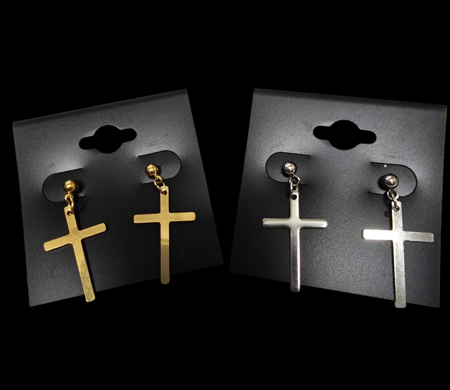 Stainless Steel Cross Earrings – Gold or Silver
