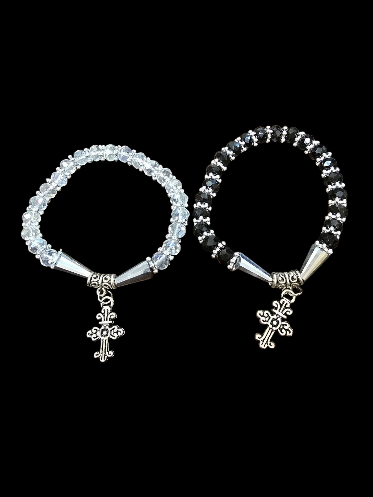 Beaded Bracelet with Antique Cross Pendant