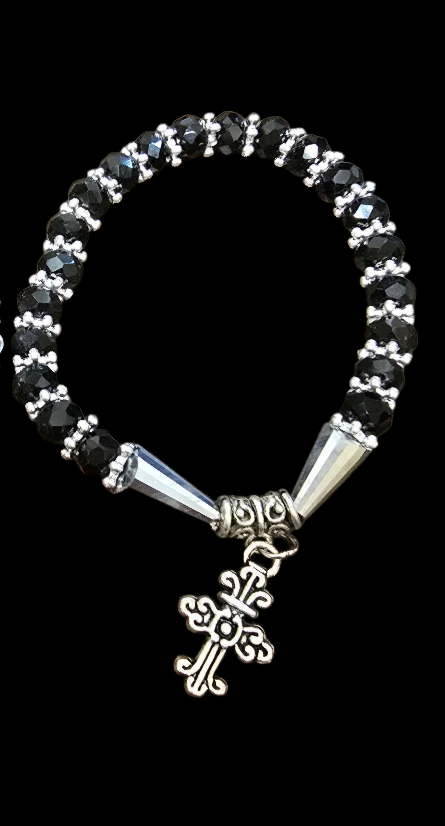 Beaded Bracelet with Antique Cross Pendant