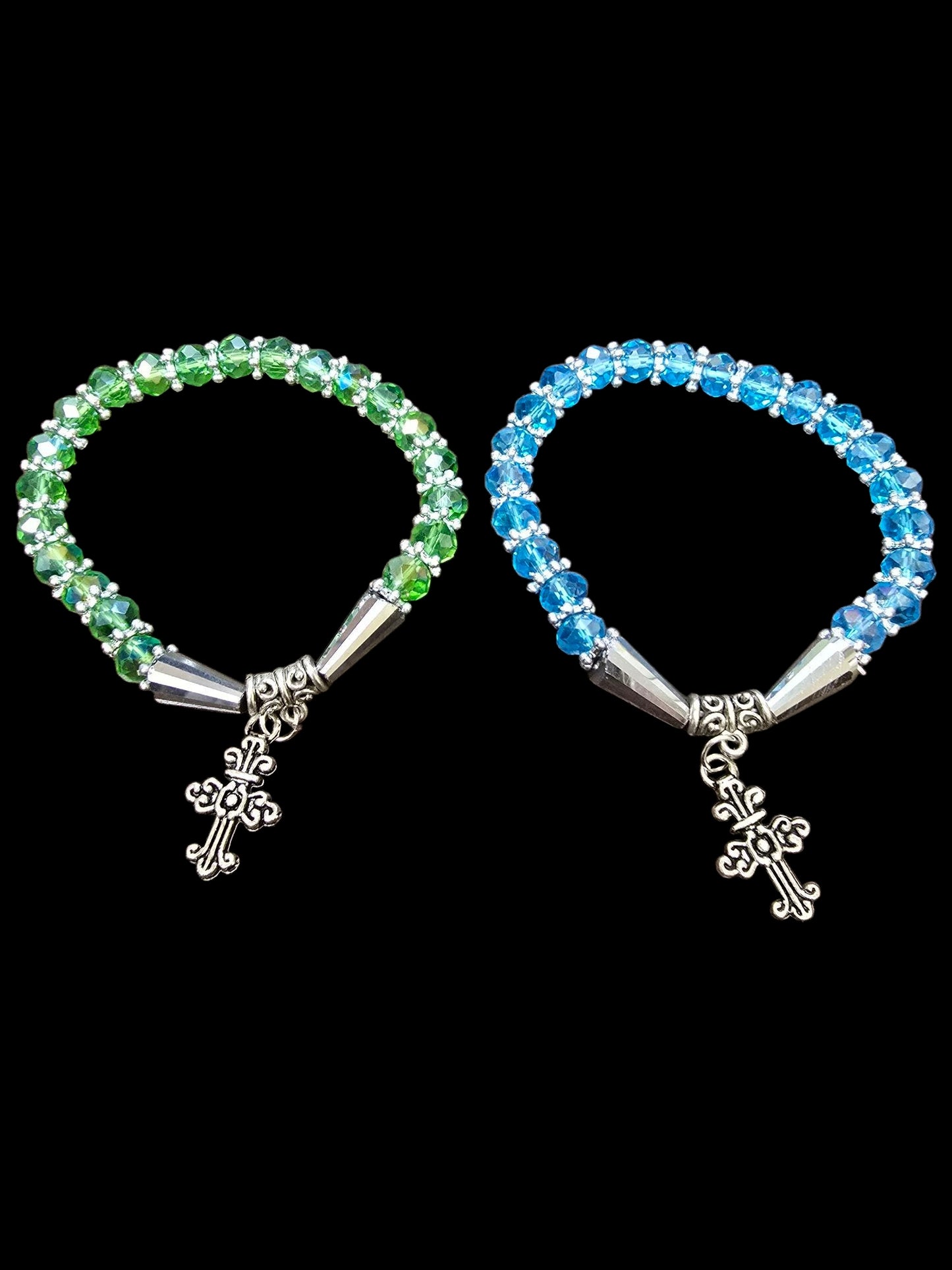 Beaded Bracelet with Antique Cross Pendant