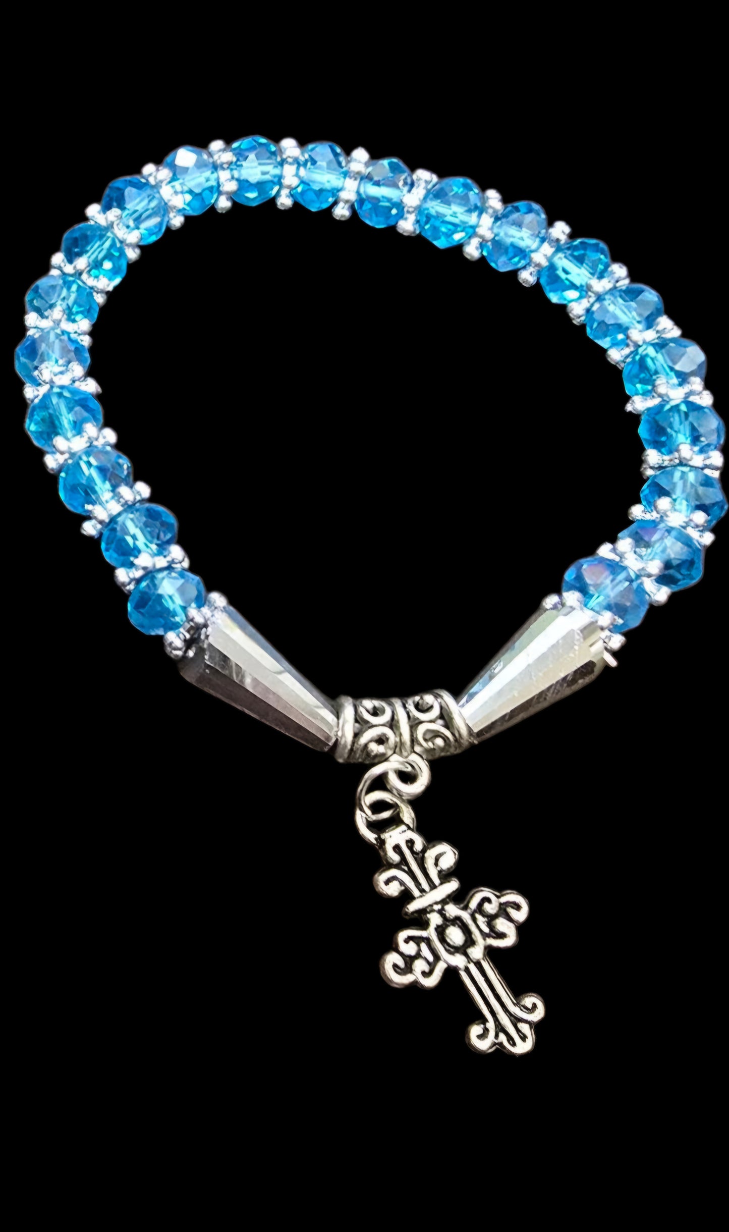 Beaded Bracelet with Antique Cross Pendant