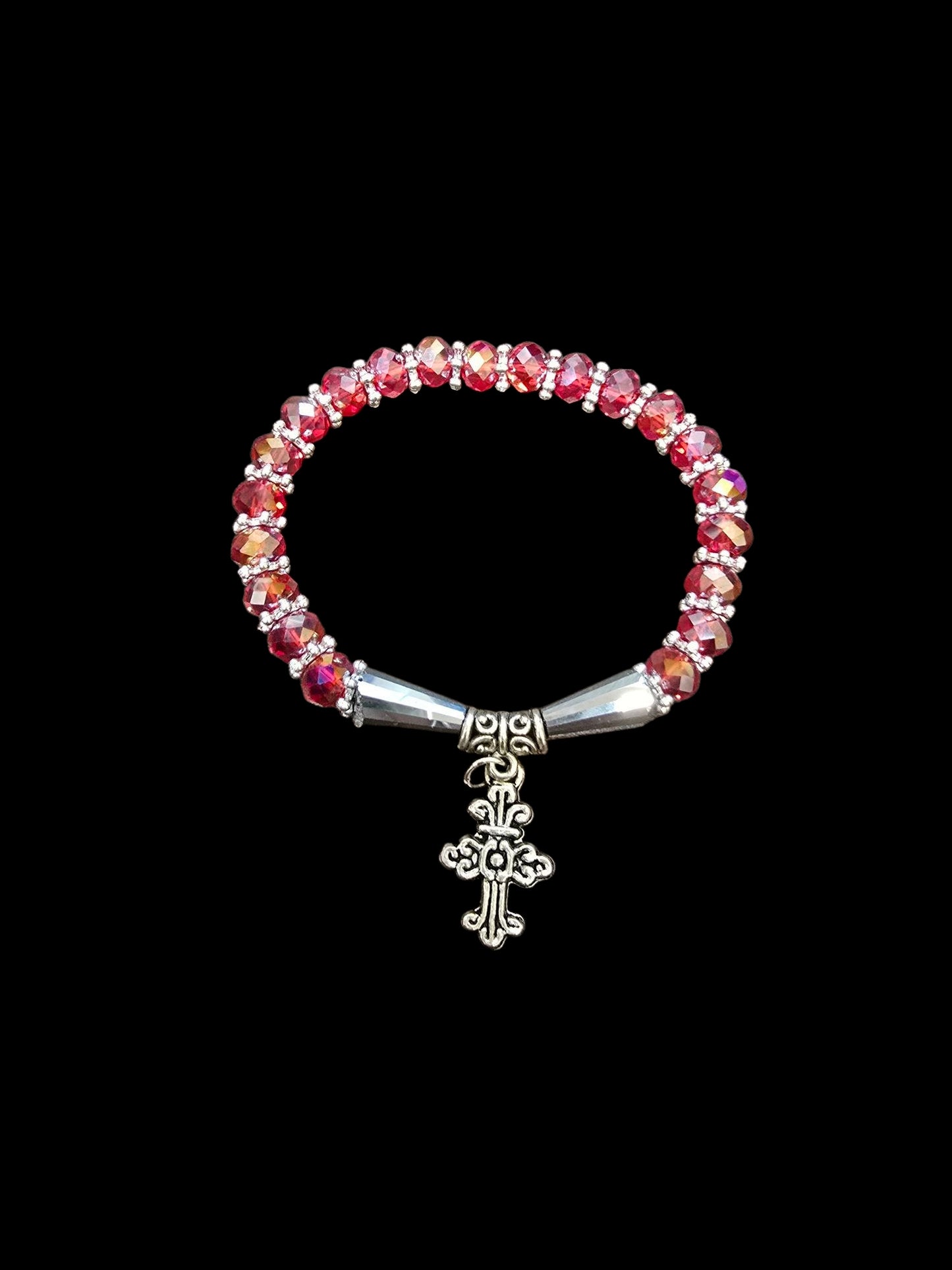 Beaded Bracelet with Antique Cross Pendant