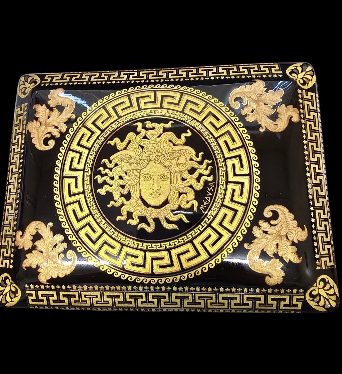 Handmade Greek Ceramic Box with 24K Gold Accents - Medusa Design for Jewelry, Candy, and Keys