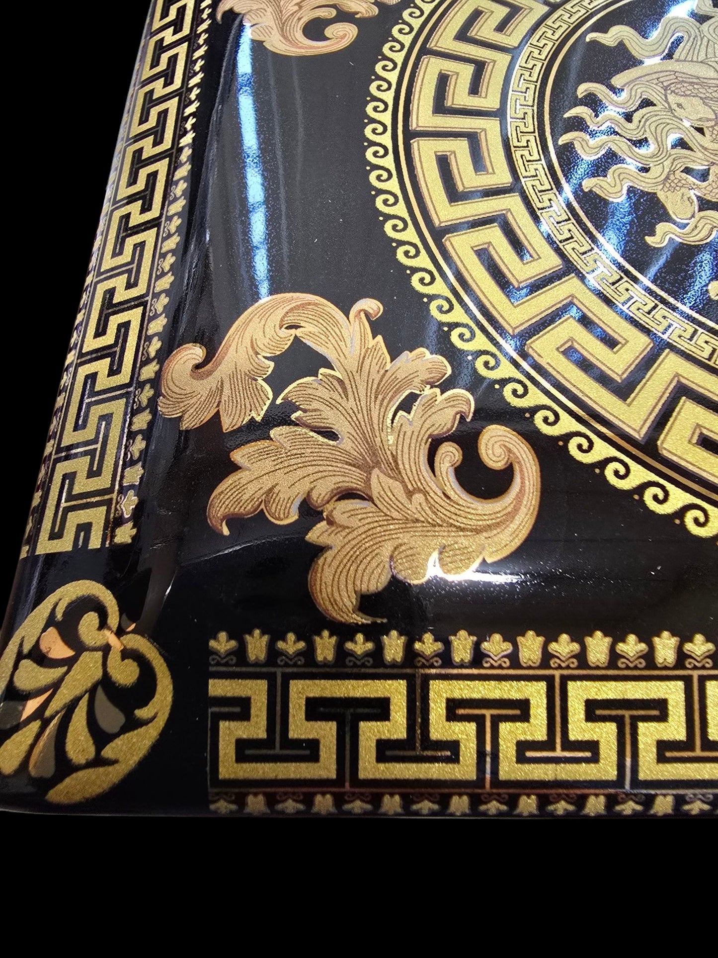 Handmade Greek Ceramic Box with 24K Gold Accents - Medusa Design for Jewelry, Candy, and Keys