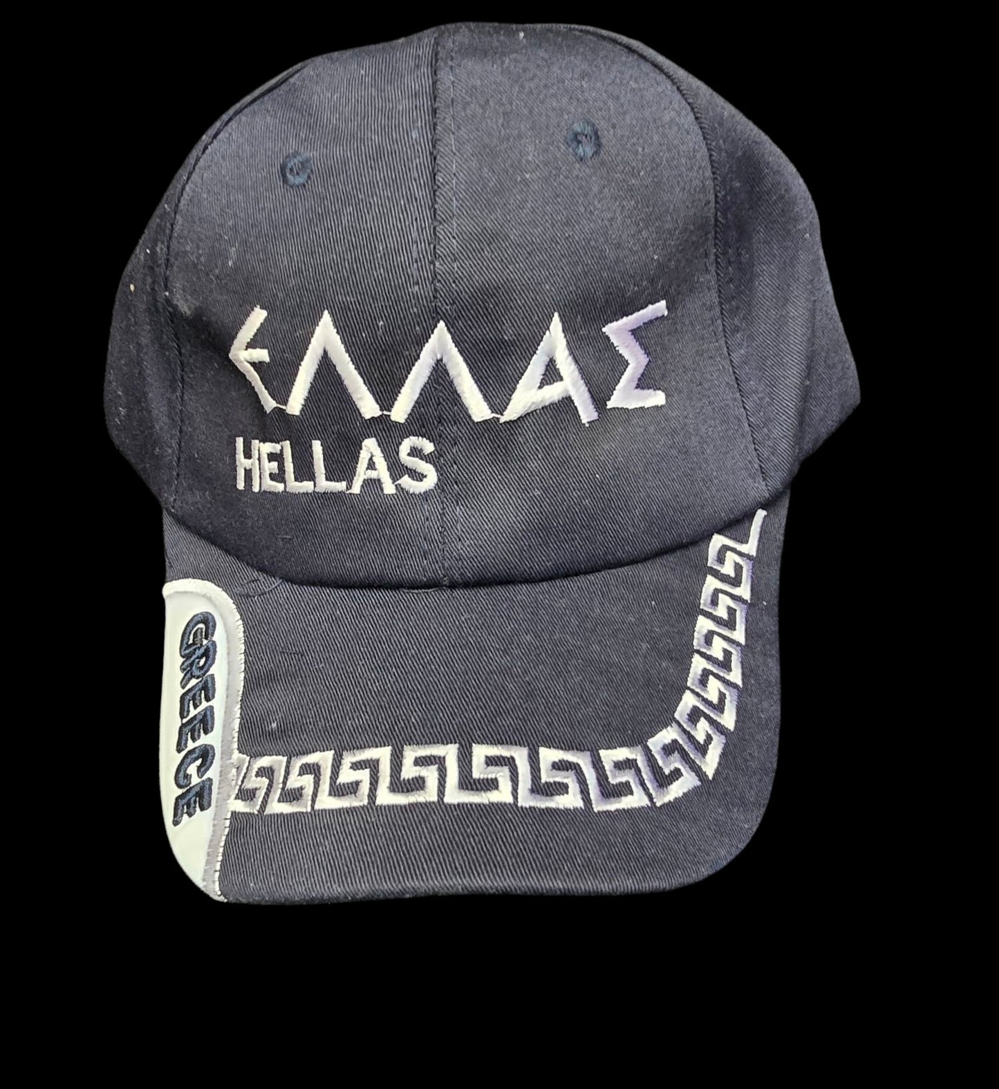 Greek Script Embroidered Baseball Hat with Greek Key Design - Adjustable & Available in Assorted Colors