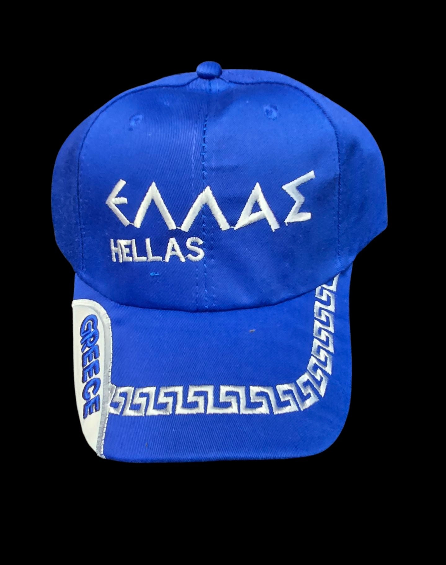 Greek Script Embroidered Baseball Hat with Greek Key Design - Adjustable & Available in Assorted Colors