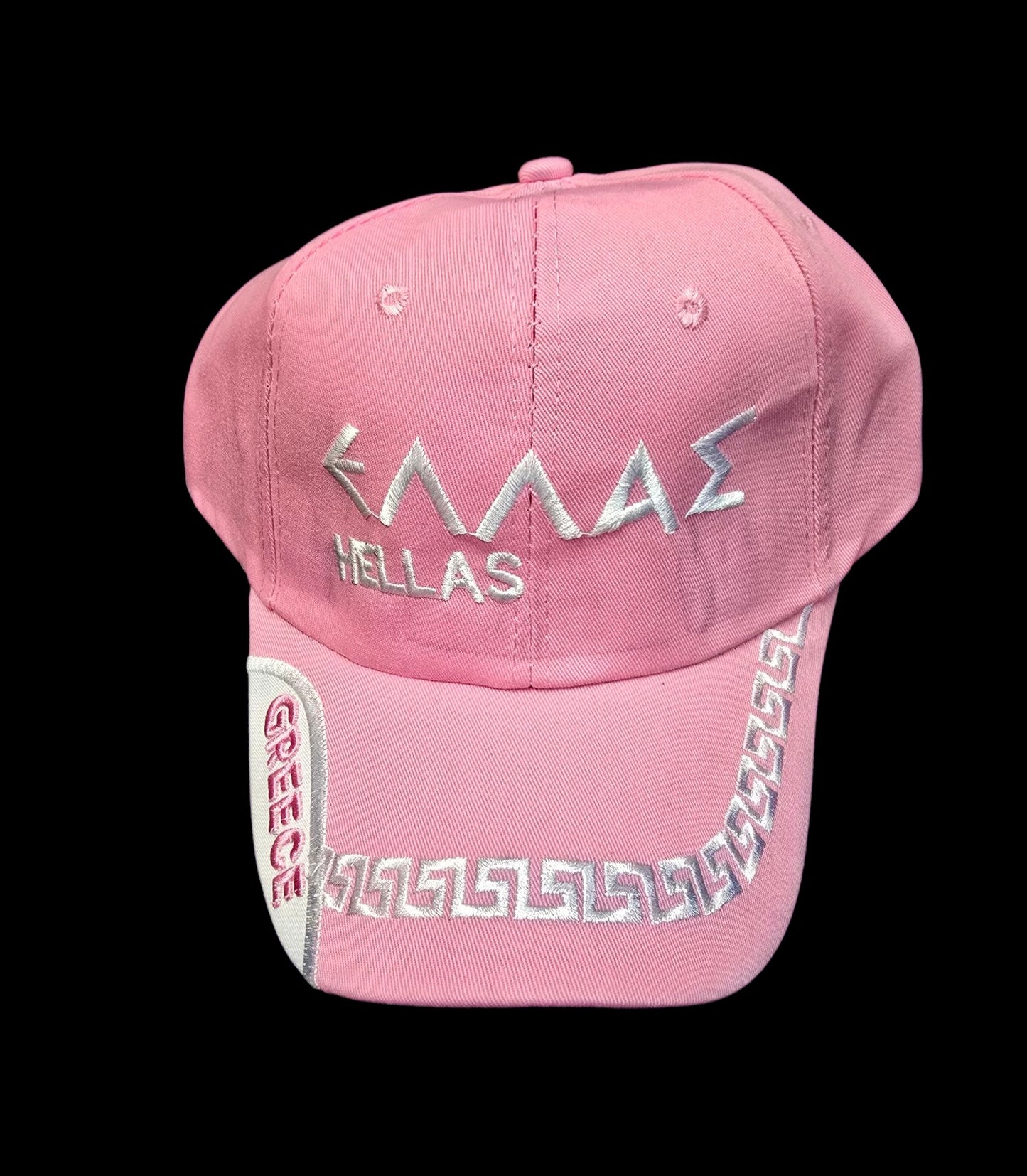 Greek Script Embroidered Baseball Hat with Greek Key Design - Adjustable & Available in Assorted Colors