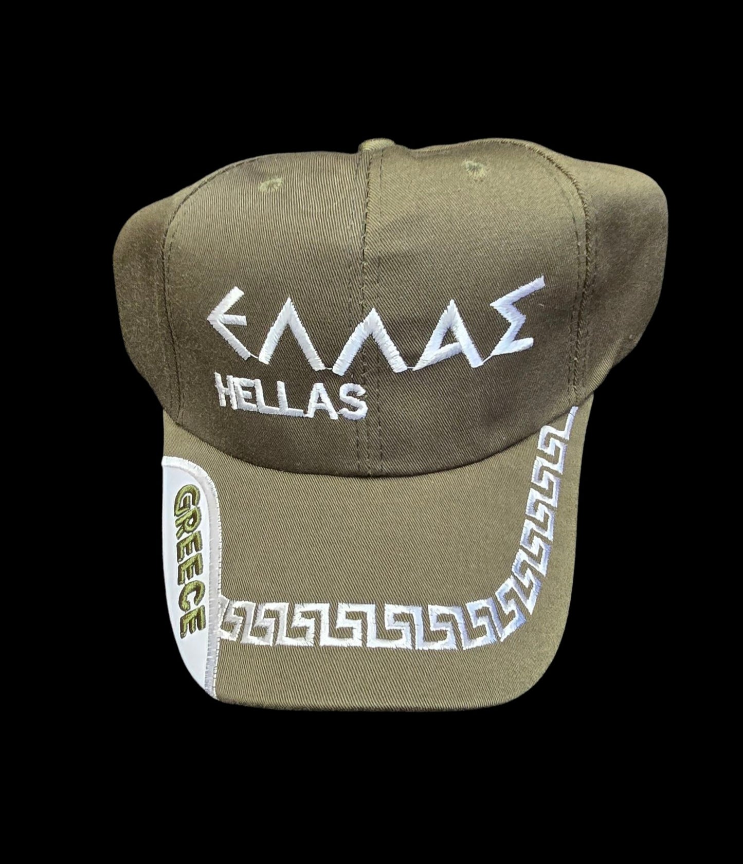 Greek Script Embroidered Baseball Hat with Greek Key Design - Adjustable & Available in Assorted Colors