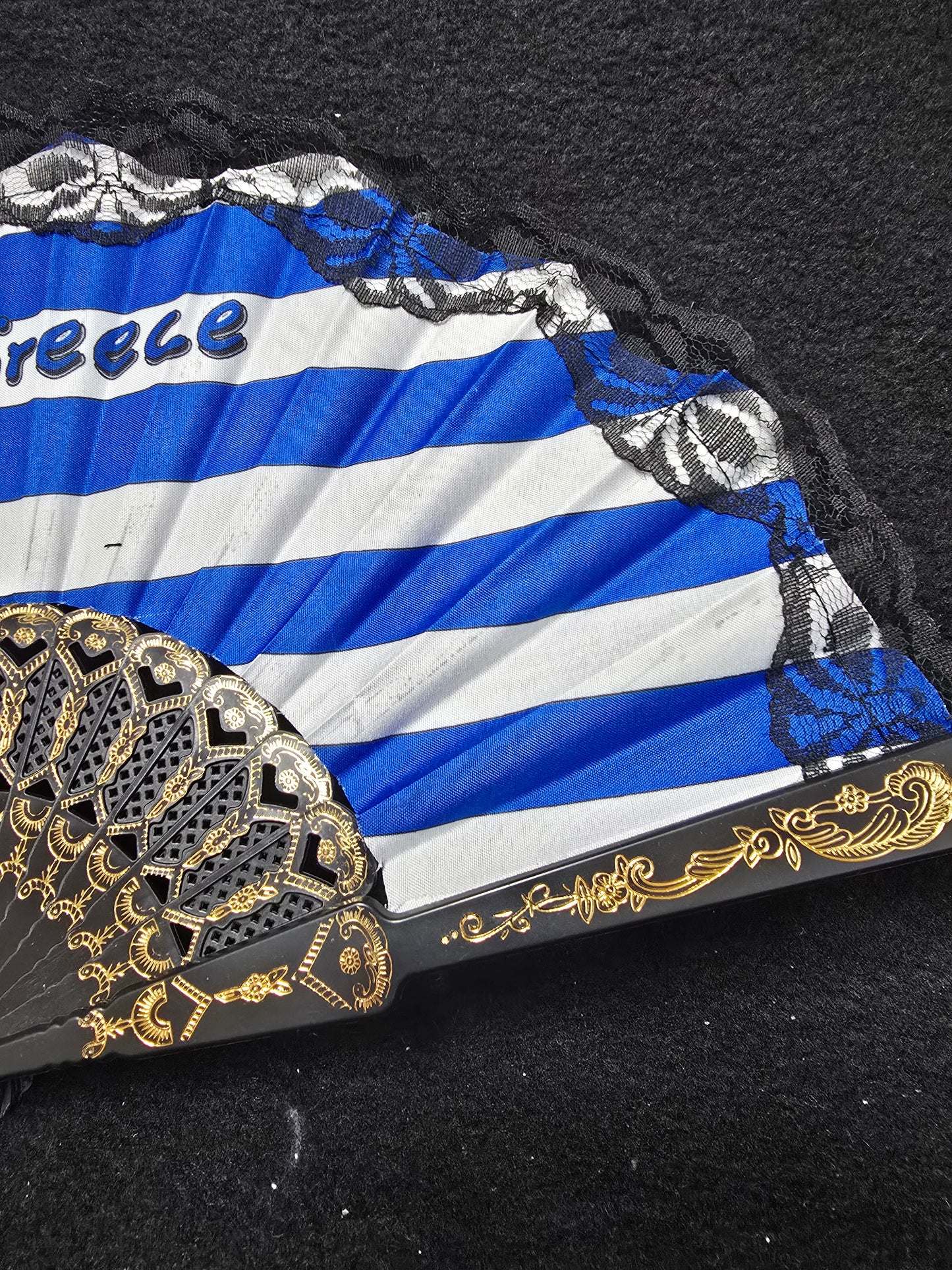 Folding Handheld Fan – Greek Flag & Map Design
