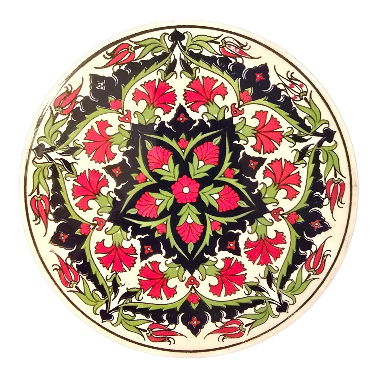 16 cm Carnation Motif Ceramic Trivet – Imported