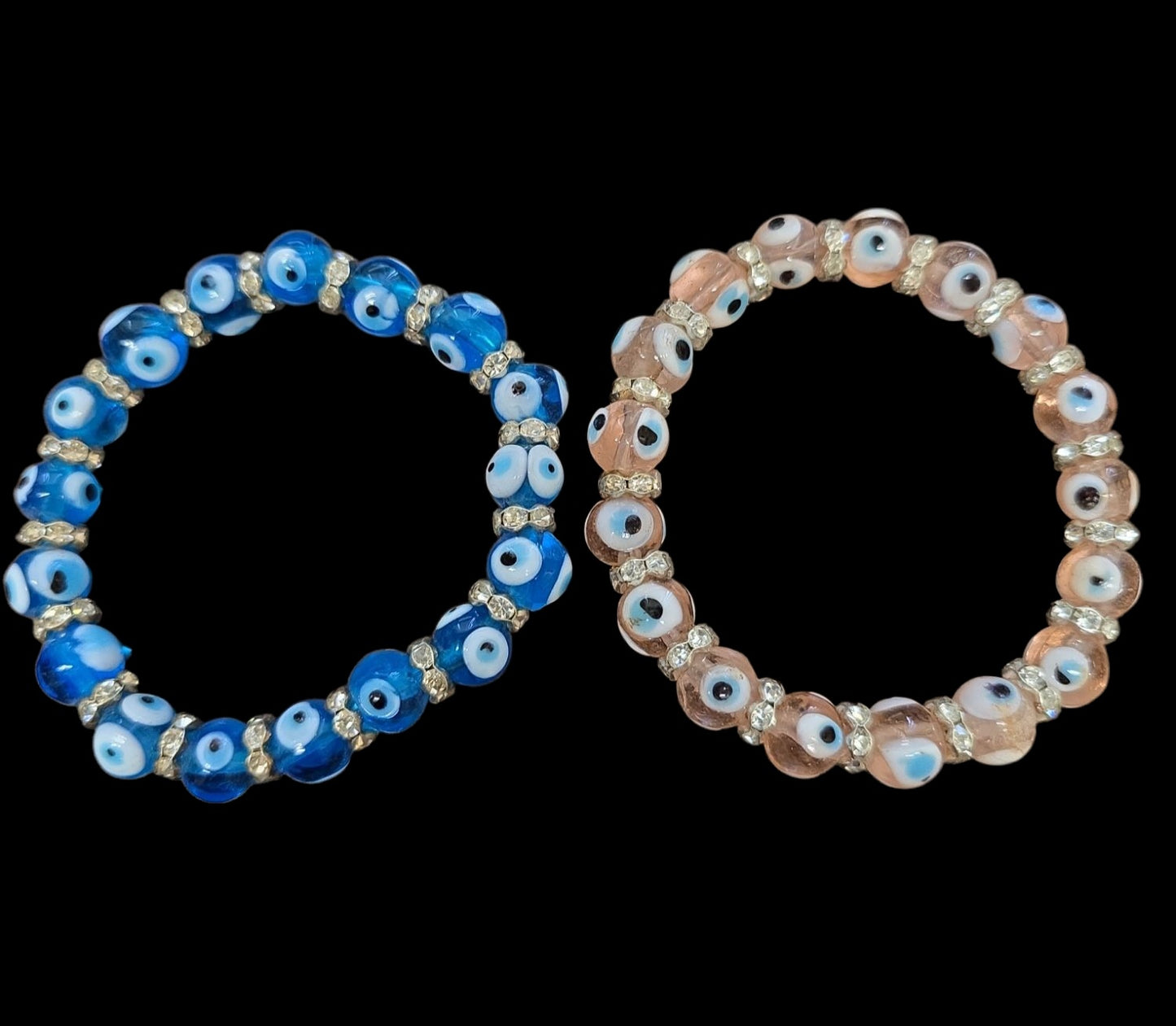Crystal Evil Eye Bracelet with Rhinestone Spacers