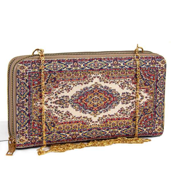 Chic Woven Fabric Purse/Wallet with Traditional Embroidery