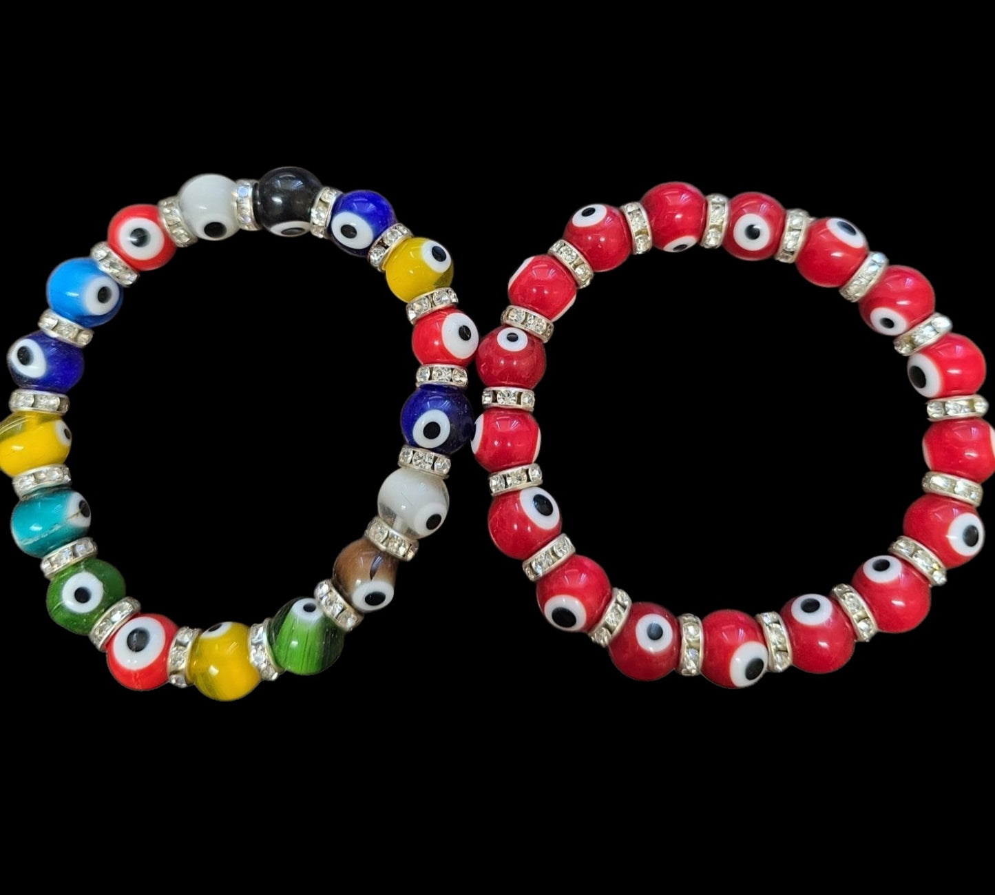 Crystal Evil Eye Bracelet with Rhinestone Spacers