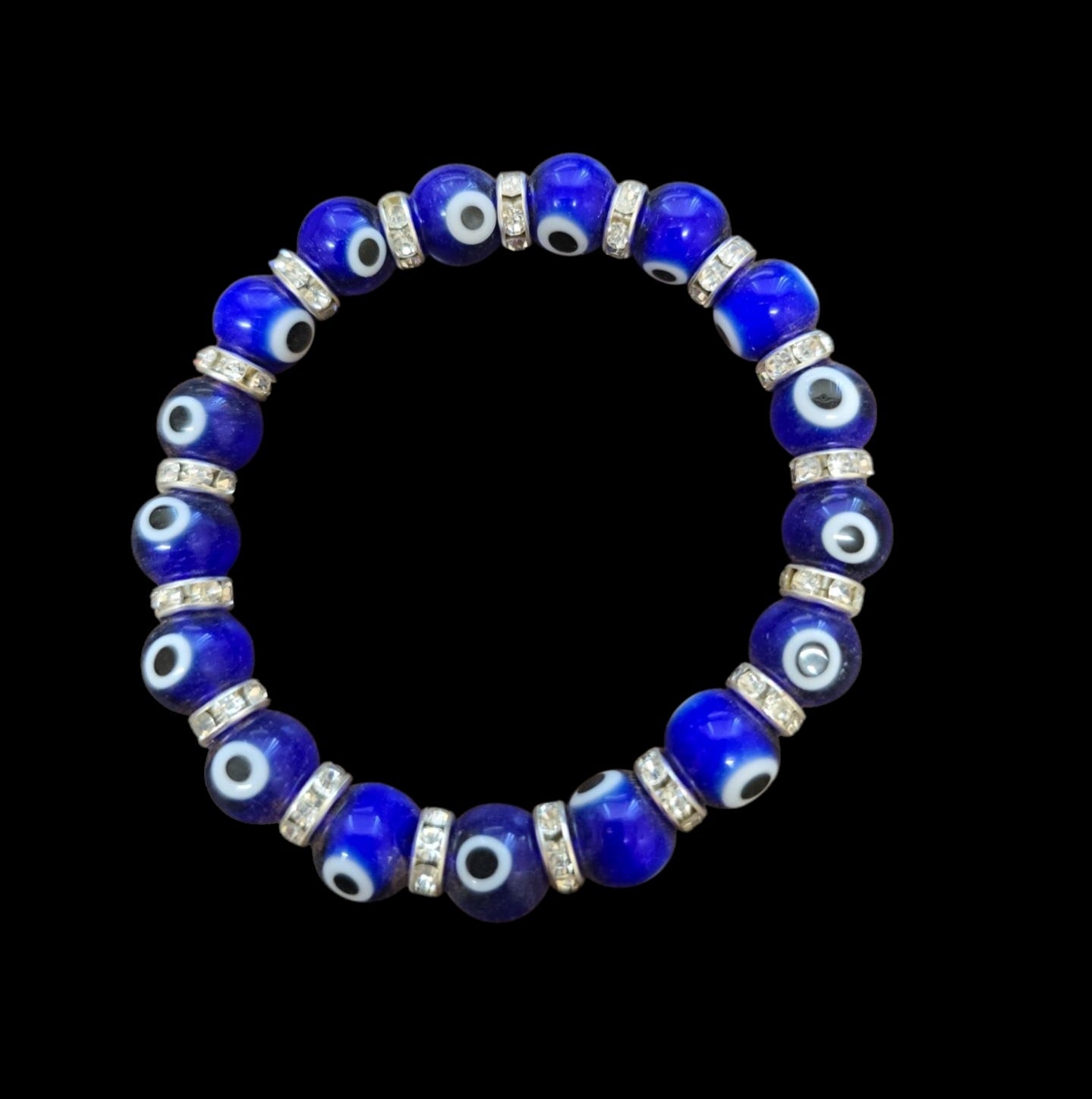 Crystal Evil Eye Bracelet with Rhinestone Spacers