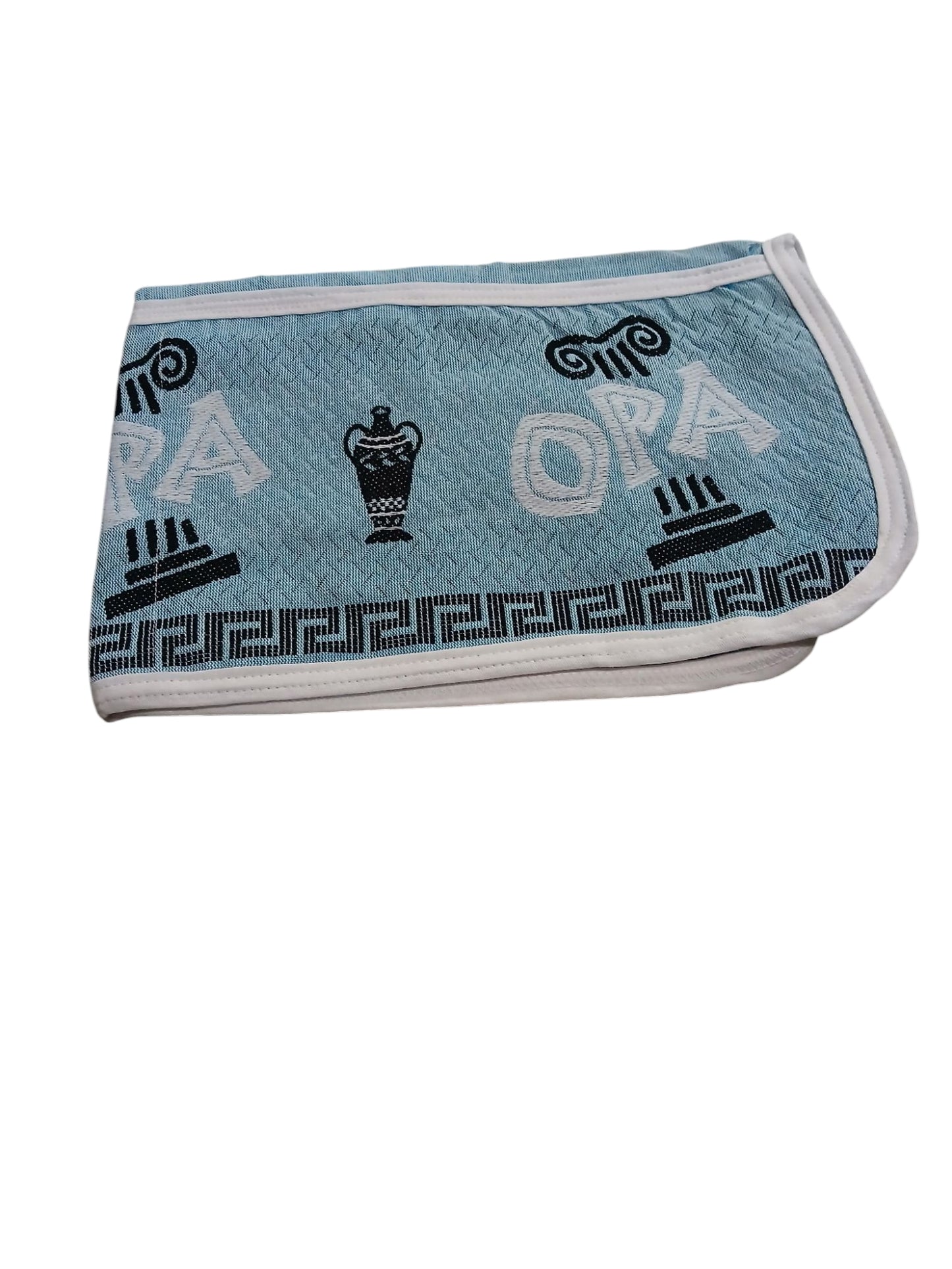 Light Blue & White Woven “OPA!” Apron