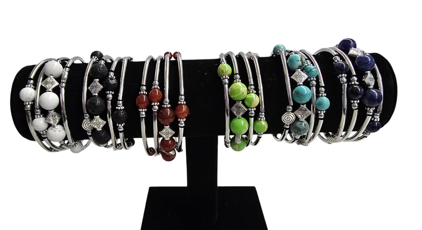 Bohemian Natural Stone Multilayer Spiral Wrap Bracelet