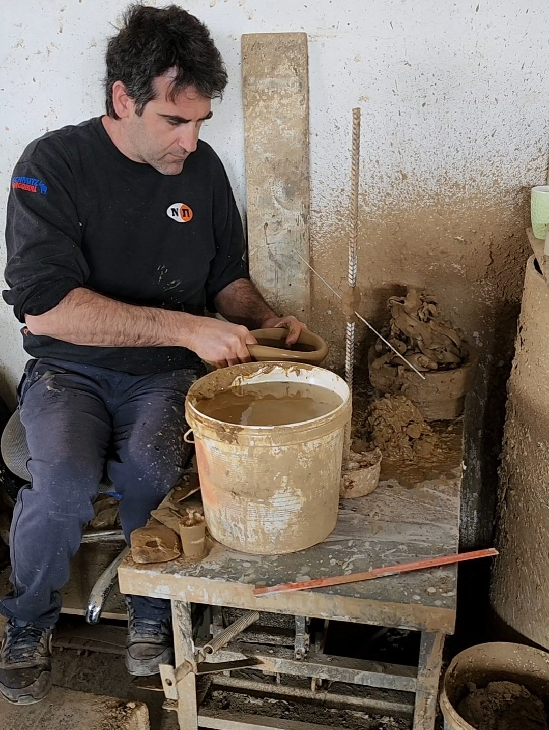 Handmade Greek Pottery Mini Vases – 4.5 in tall. Imported