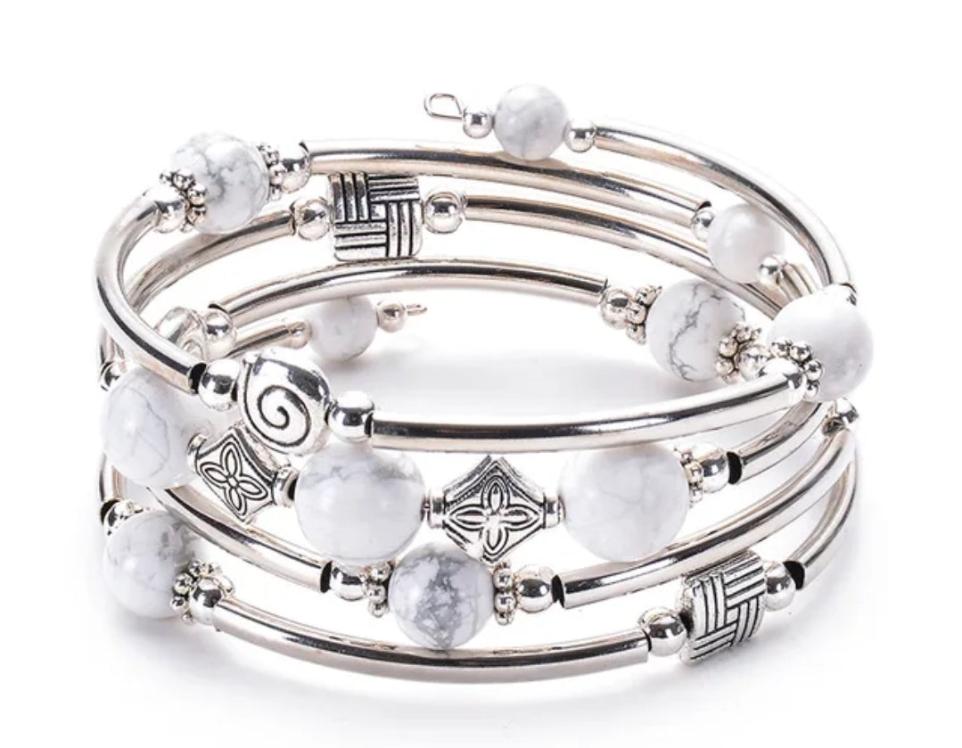 Bohemian Natural Stone Multilayer Spiral Wrap Bracelet