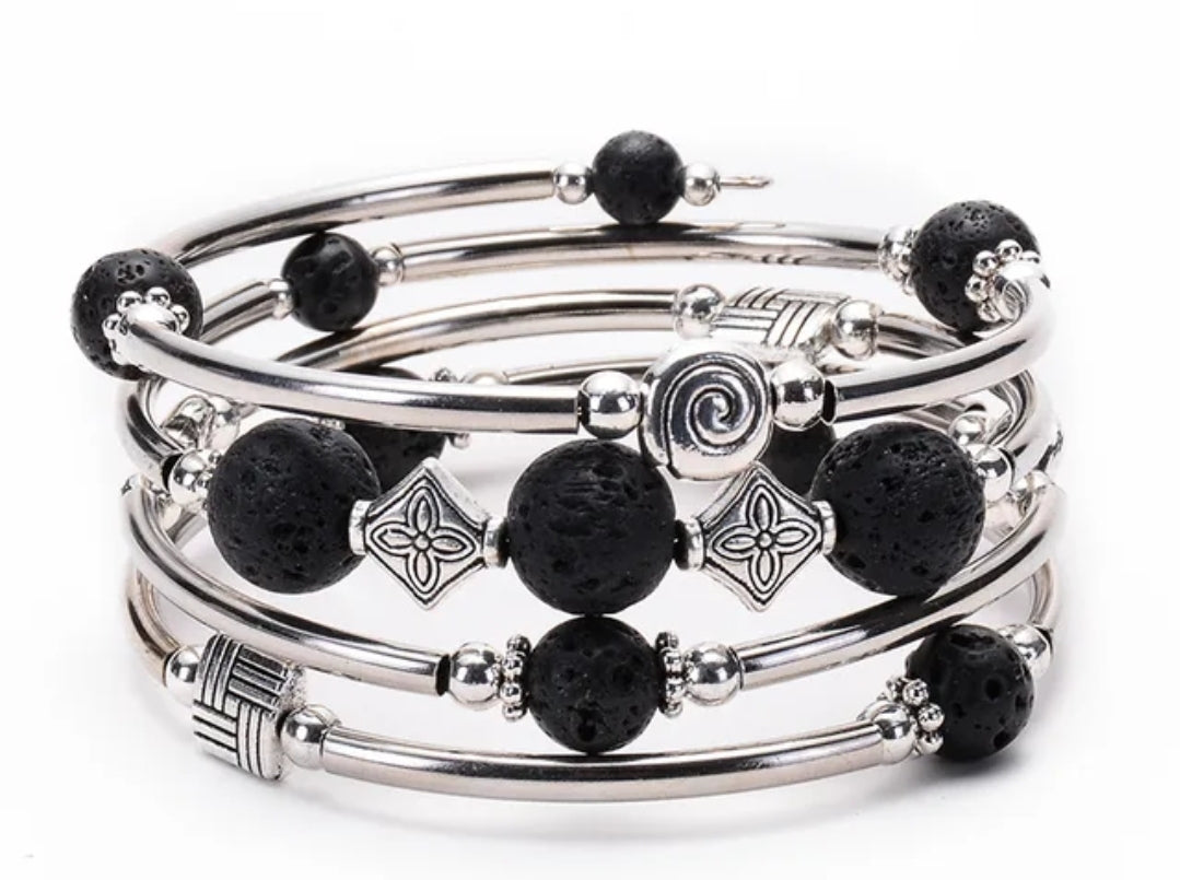 Bohemian Natural Stone Multilayer Spiral Wrap Bracelet