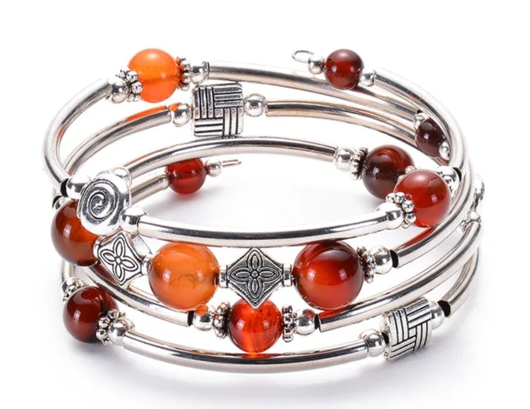 Bohemian Natural Stone Multilayer Spiral Wrap Bracelet