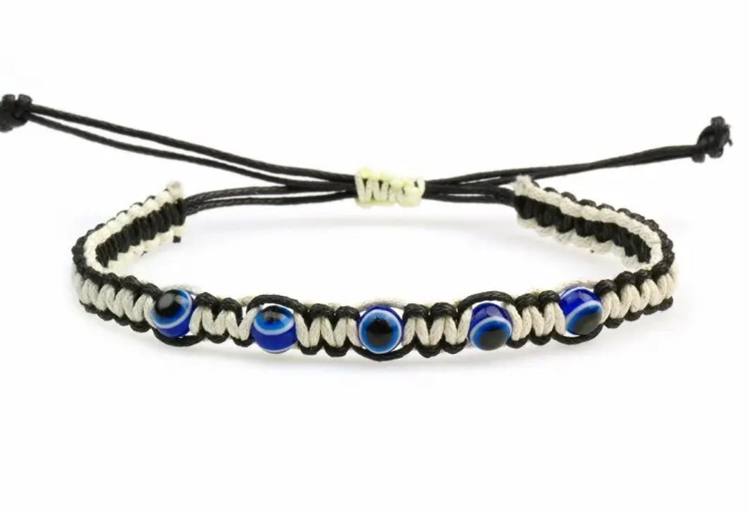 Handmade Woven Evil Eye Bracelet–Adjustable & Colorful Mati