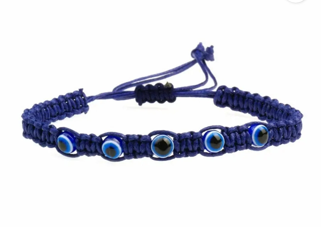 Handmade Woven Evil Eye Bracelet–Adjustable & Colorful Mati