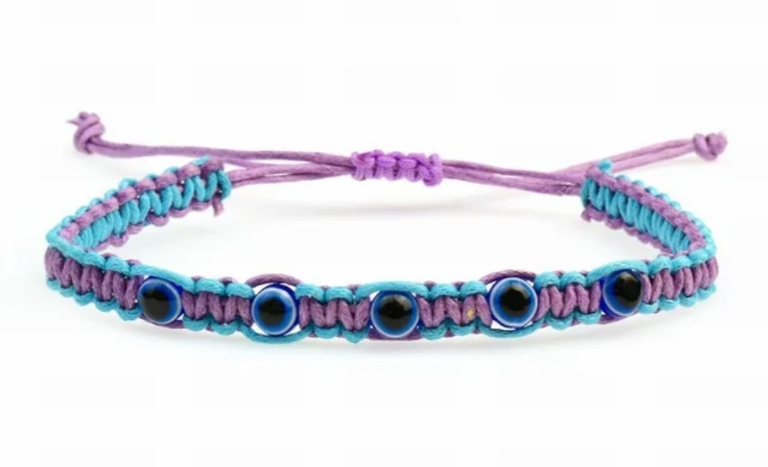 Handmade Woven Evil Eye Bracelet–Adjustable & Colorful Mati
