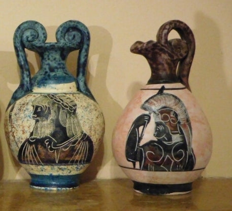 Handmade & Hand-Painted Mini Greek Vases – 4.5” Tall