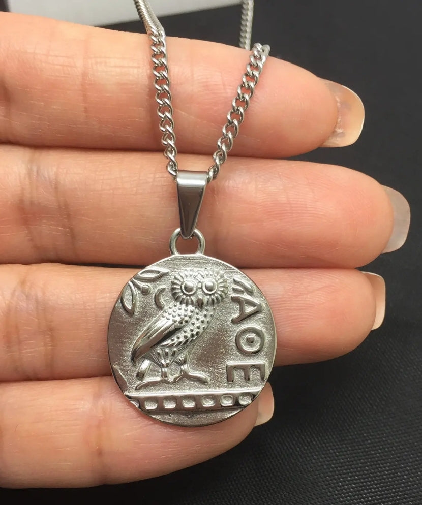 Athena's Owl of Wisdom Necklace – Silver-Plated, Nickel-Free
