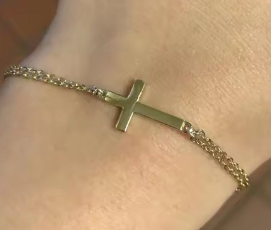 Double Layer Cross Pendant Bracelet – Stainless Steel