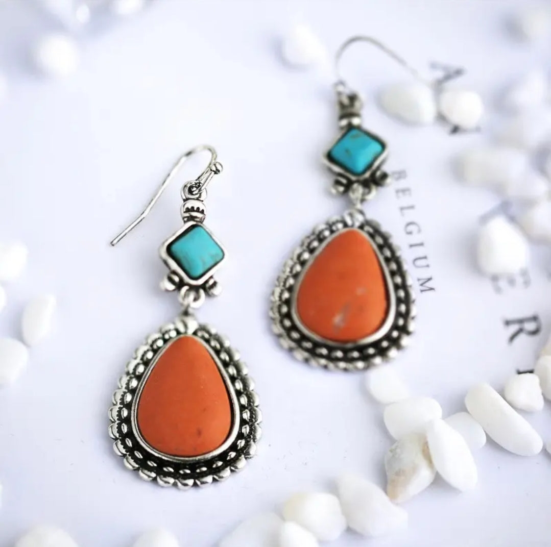 Antique Contrast Silver-Plated Drop Earrings – 2" Pendant