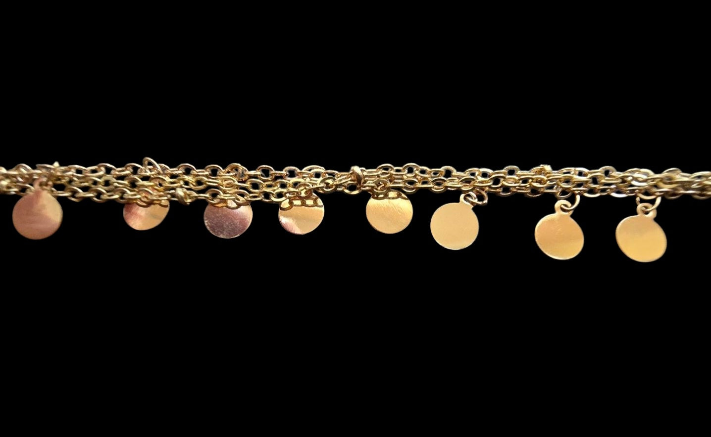 Gold Electroplated Layered Anklet with Round Pendants