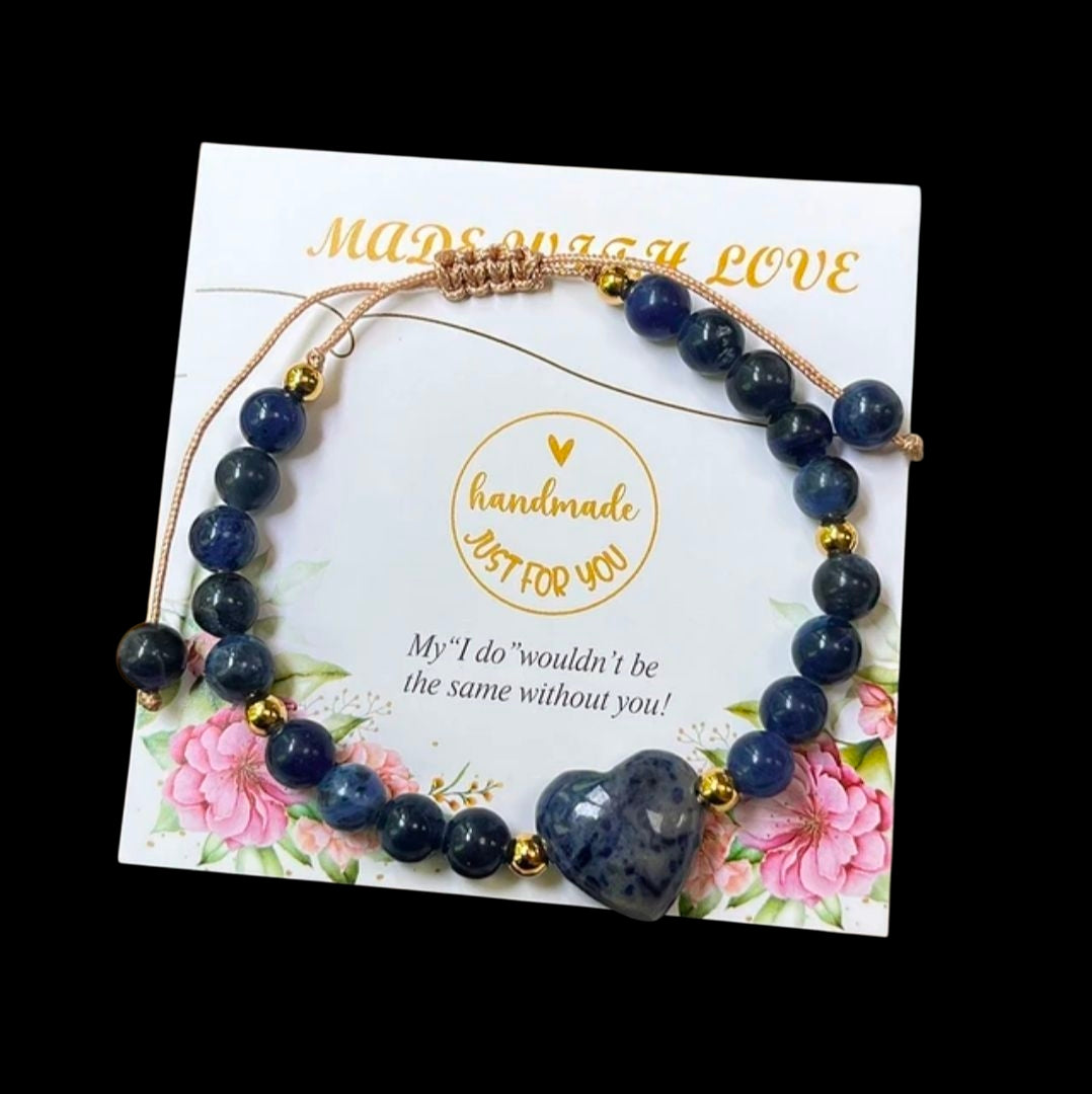 Assorted Natural Stone Heart Bracelets – Adjustable