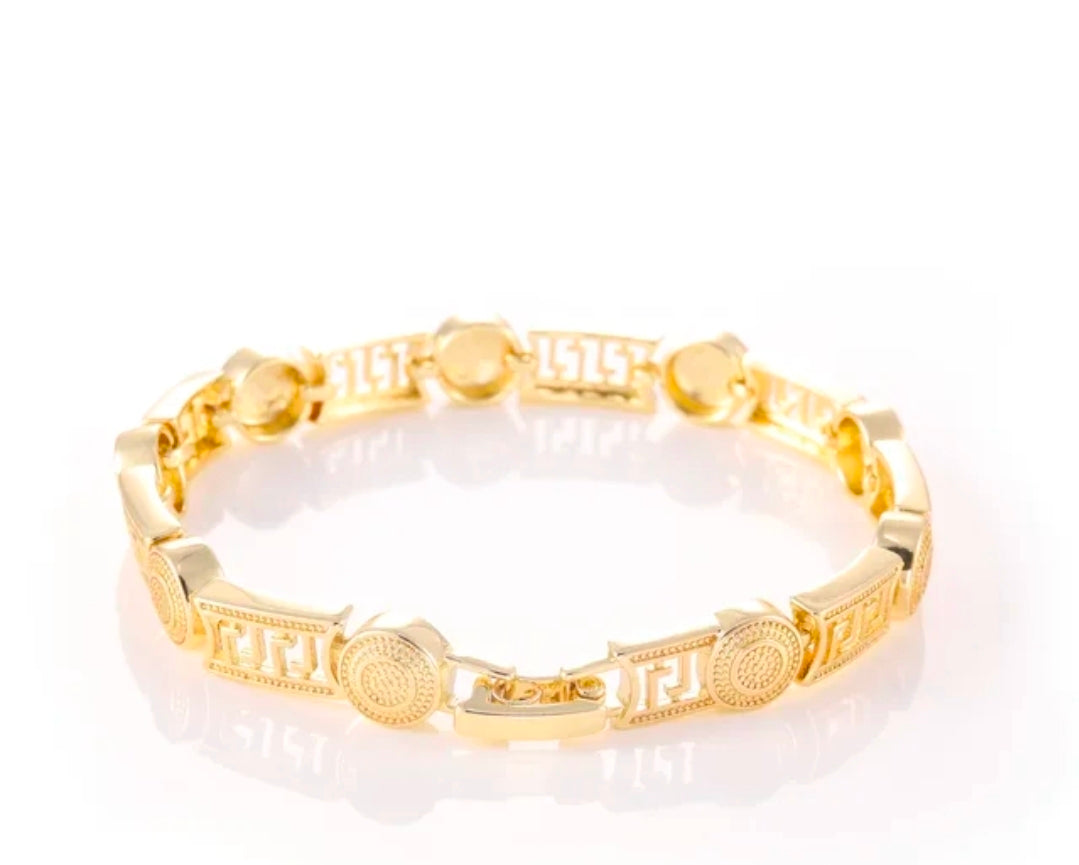 14K Gold-Plated Greek Key Link Bracelet