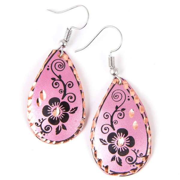 Hand-Textured Copper Earrings – Painted in Assorted Colors