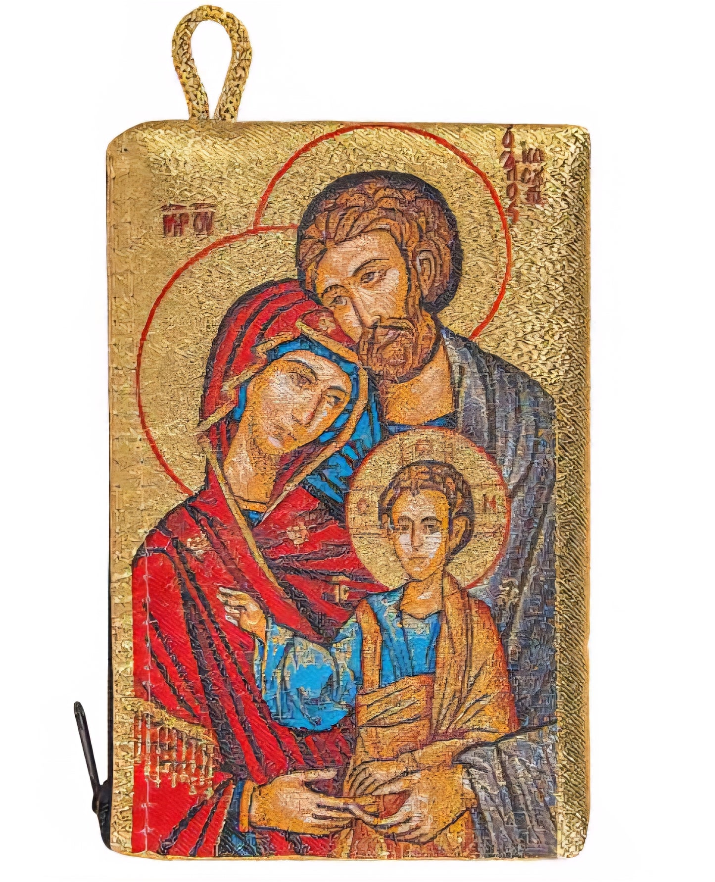 Artistic Woven Tapestry Wallet Featuring the Holy Family
