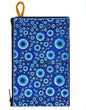 Charming Woven Tapestry Purse with Multi-Colored Evil Eyes in Shades of Blue