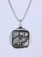 Mythical Athena's Owl of Wisdom Pendant – Stainless Steel with Diamond Bamboo Chain