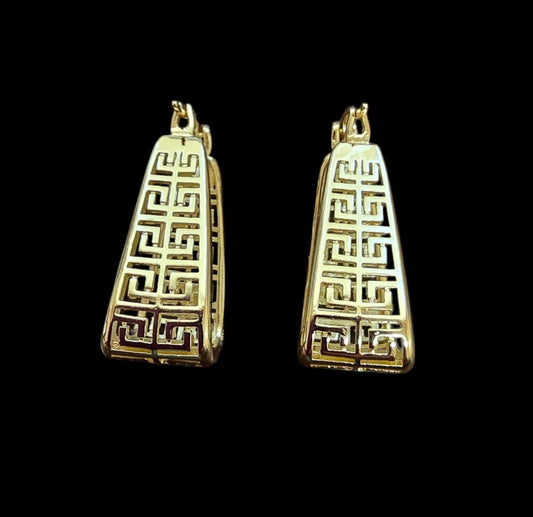 Gold-Plated Greek Key Drop Earrings