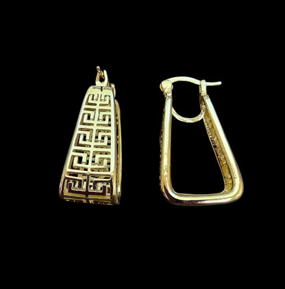 Gold-Plated Greek Key Drop Earrings