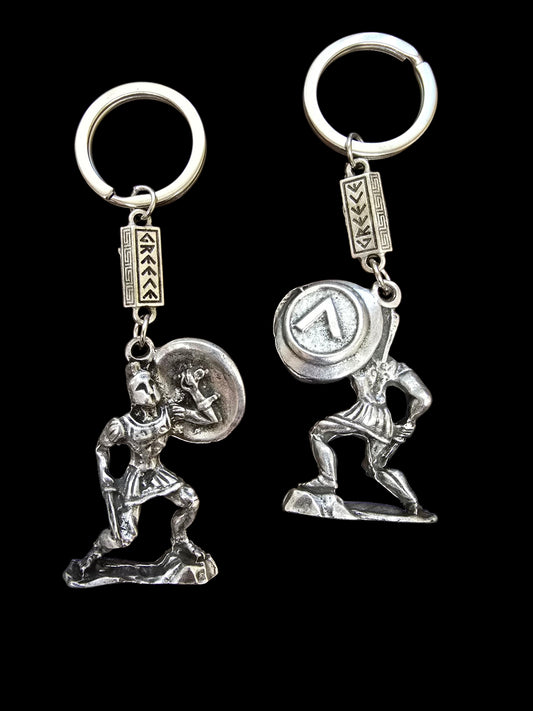 Bronze & Silver-Plated Greek Warrior Keychain