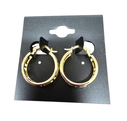 Gold Plated Greek Key Earrings - 1 inch diameter