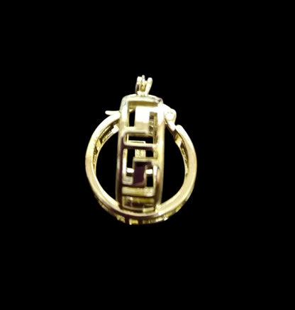 Gold Plated Greek Key Earrings - 1 inch diameter